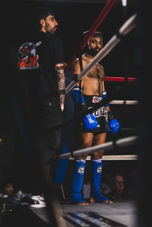 Perry Hayer in the corner before a bout
